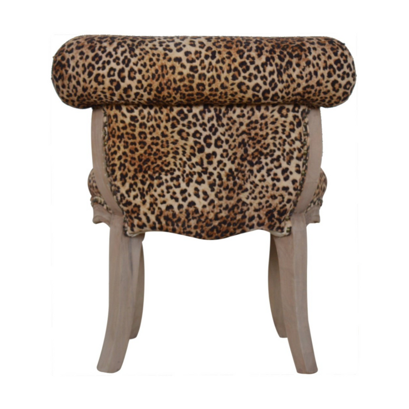 Artisan Furniture Solid Wood Leopard Print Studded Chair, Cotton Velvet