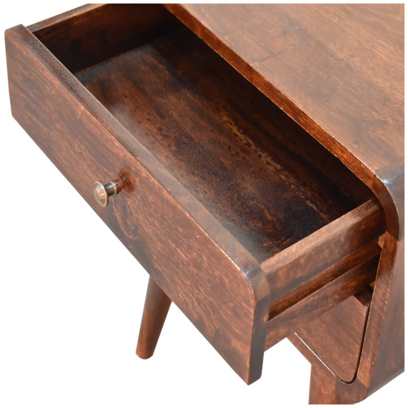 Artisan Furniture Solid Wood Curved Dark Walnut Bedside