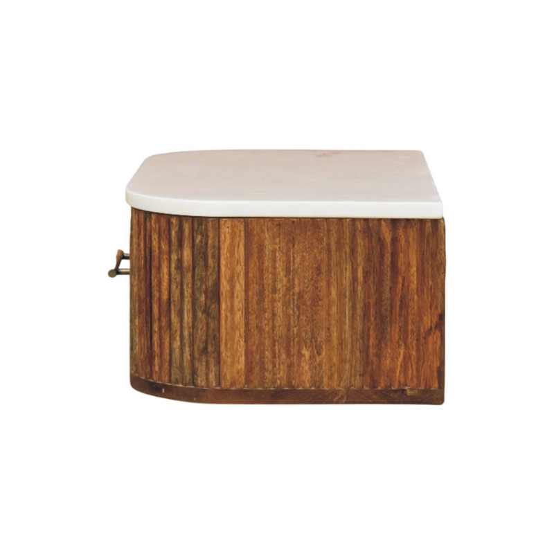 Artisan Furniture Solid Wood Beaumont Wall-Mounted Bedside, 1 Drawer, Brown & White