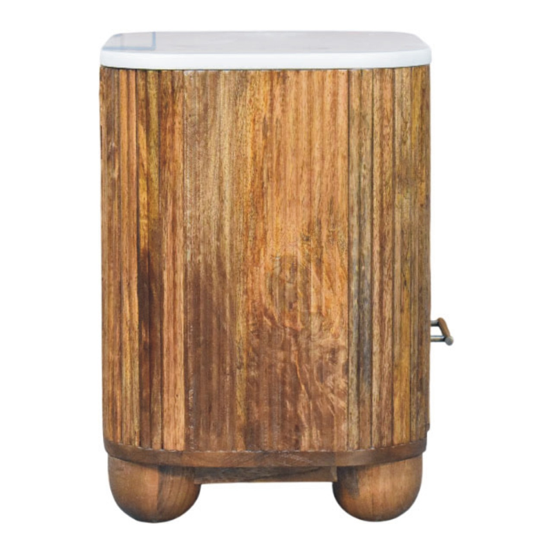 Artisan Furniture Solid Wood Beaumont Marble Bedside, 1 Drawer & 1 Open Slot, Brown & White