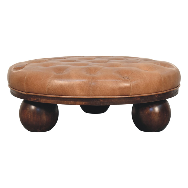 Artisan Furniture Solid Wood Sfera Coffee Table, Upholstered, Brown