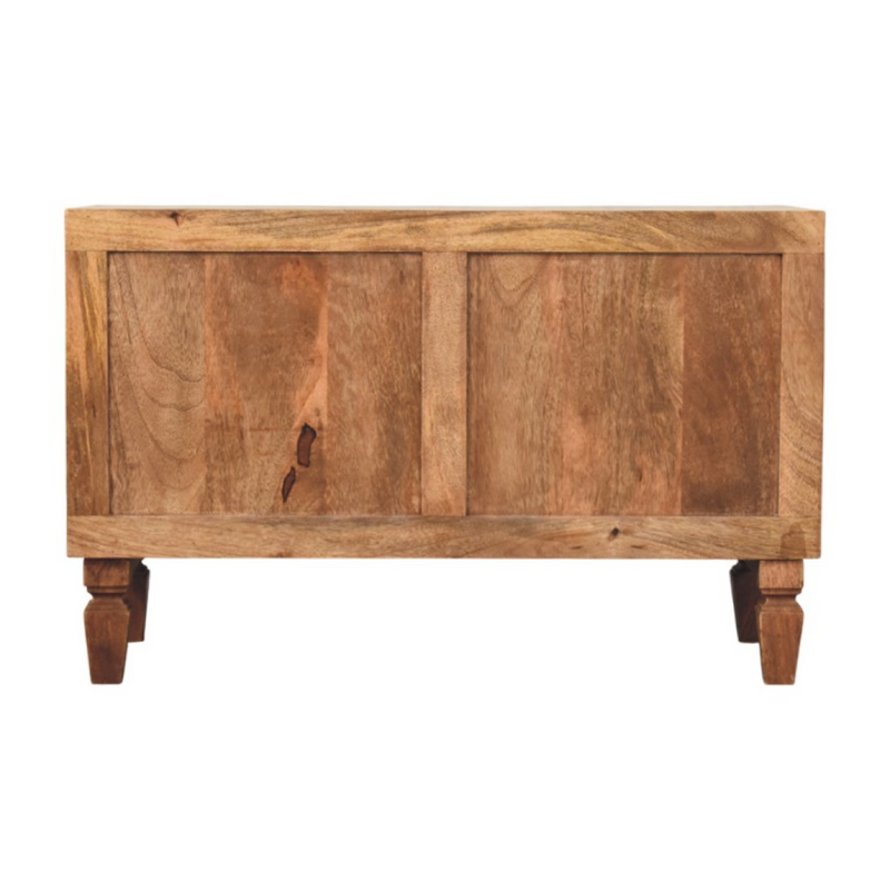 Artisan Furniture Solid Wood Arno Shoe Storage Unit in Golden Teak, 2 Drawers, 1 Shelf, Beige