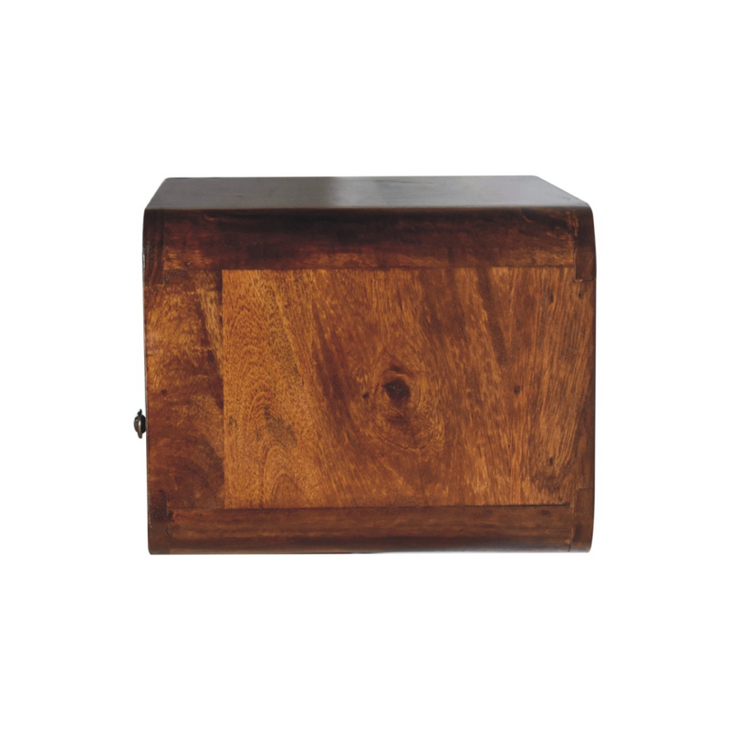 Artisan Furniture Solid Wood Large Chestnut Curve Upper Slot Floating Bedside