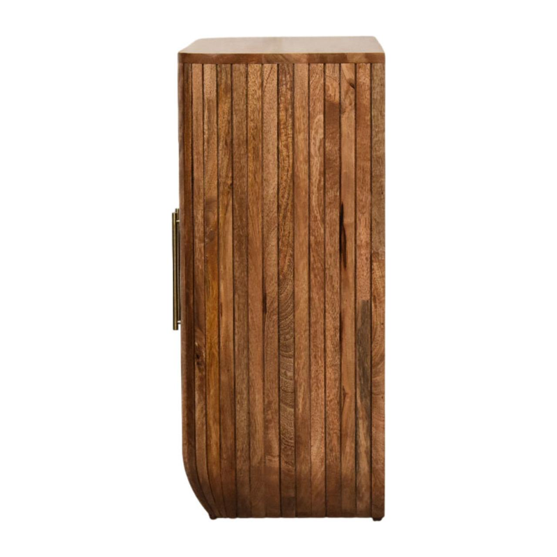 Artisan Furniture Solid Wood Fluted Curve Cabinet, 2 Doors, Brown