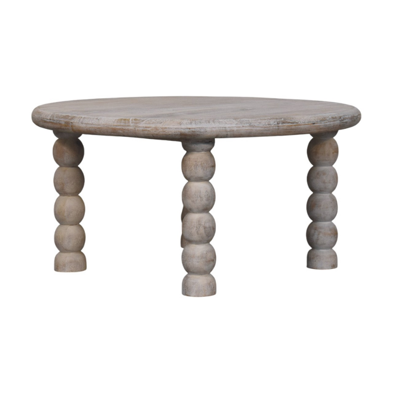 Artisan Furniture Solid Wood Spindle Salted Oak Coffee Table, Grey