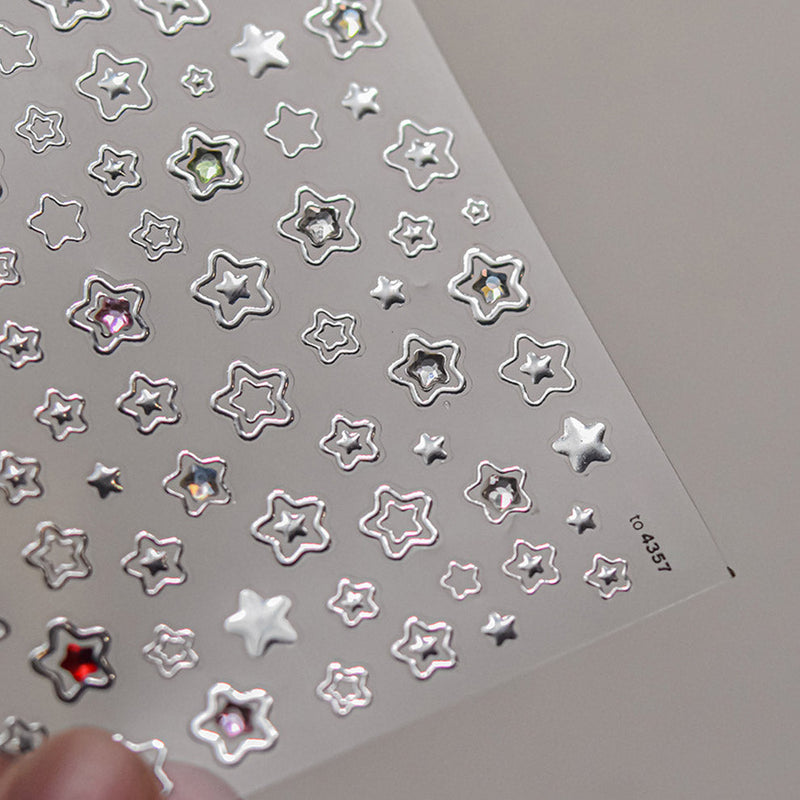 Hello Claws | Silver Star Heart 5D Nail Deco Sticker