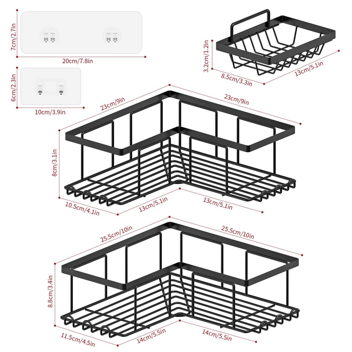 VINSANI 3pc BLACK SHOWER CADDY 1010501