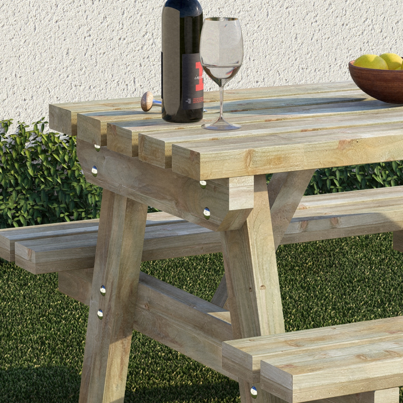 4 Seater Wooden Picnic Table