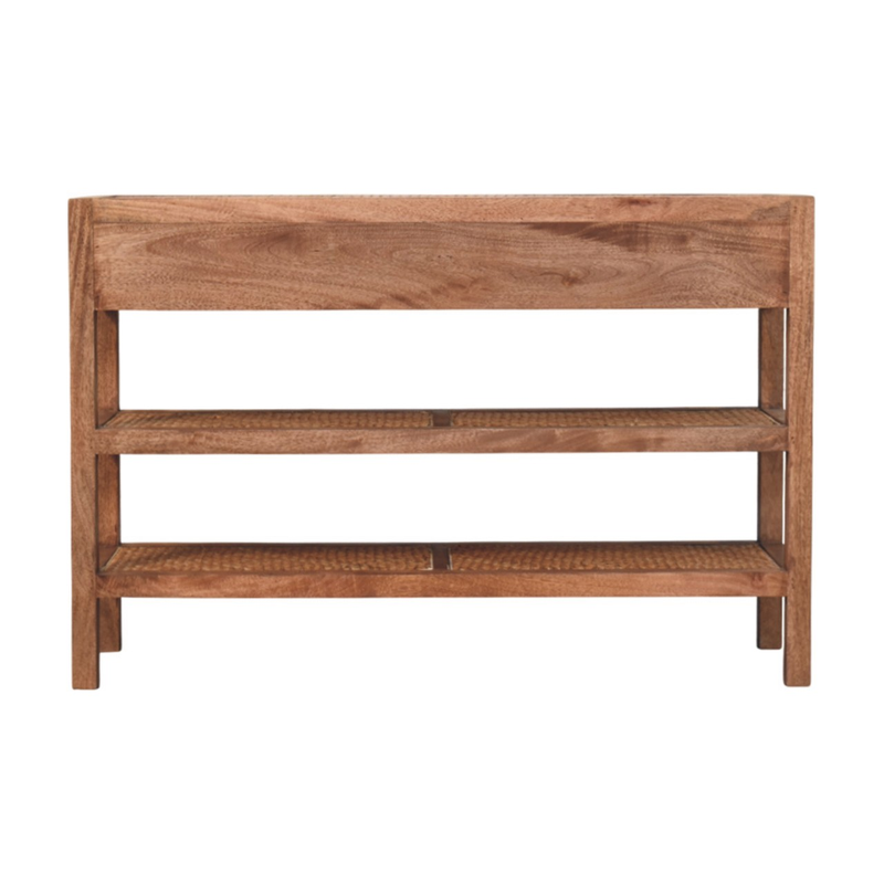Artisan Furniture Solid Wood Saffron Rattan Console, 2 Drawers & 2 Shelves, Beige