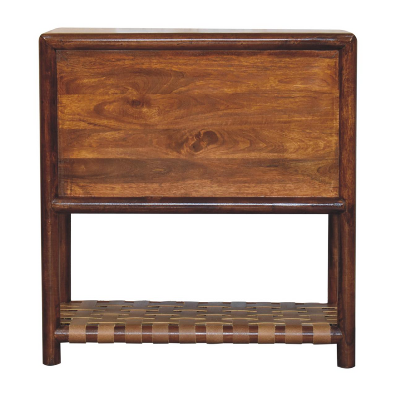 Artisan Furniture Solid Wood Regency Woven 2-Drawer Nightstand, 1 Shelf, Dark Brown