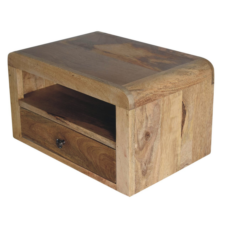 Artisan Furniture Solid Wood Chunky Oak-ish Floating Bedside