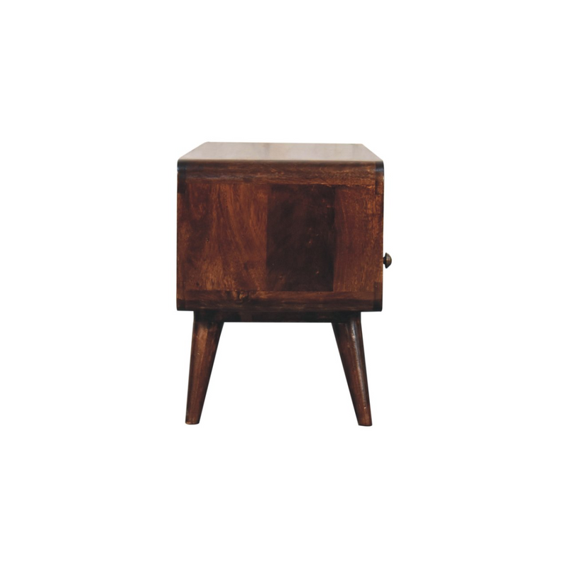 Artisan Furniture Solid Wood Curved California Walnut Media Unit, Brown, 2 Drawers and 1 Shelf