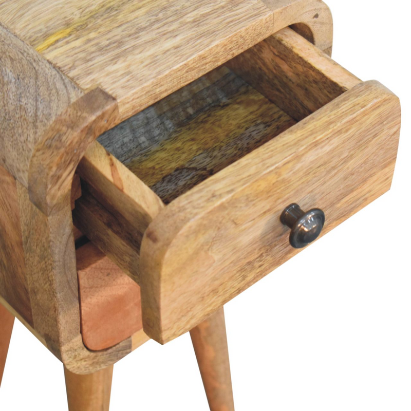 Artisan Furniture Solid Wood Extra Mini Curved Oak-ish Bedside