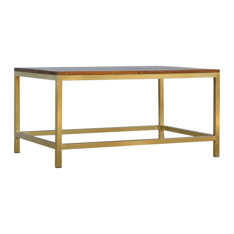 Artisan Furniture Solid Wood Rectangle Gold Coffee Table