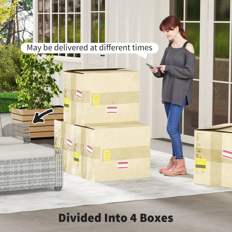 Outsunny 5 PCs Rattan Garden Furniture Set with Reclining Chairs, Grey