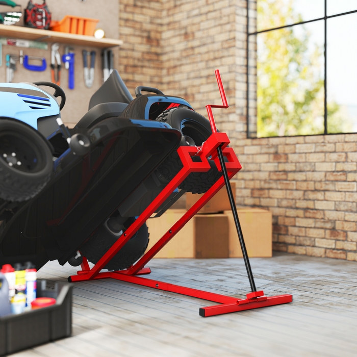 HOMCOM Foldable Ride On Lawn Mower Lift, 400 kg Telescopic Maintenance Jack