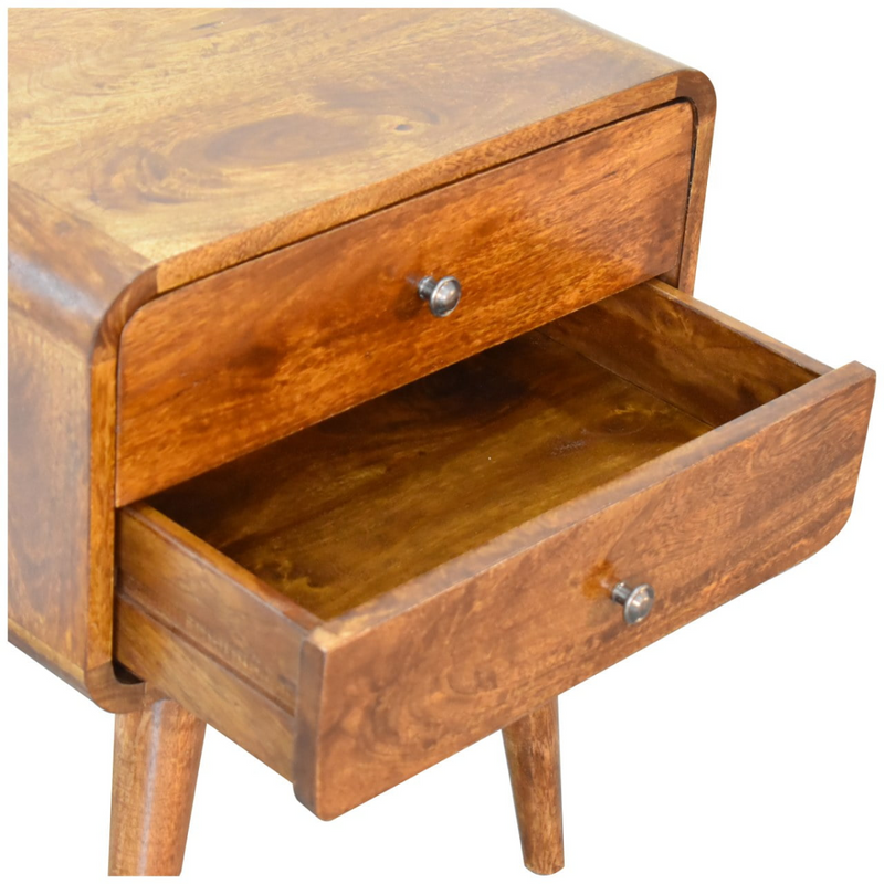 Artisan Furniture Solid Wood Curved Chestnut Bedside