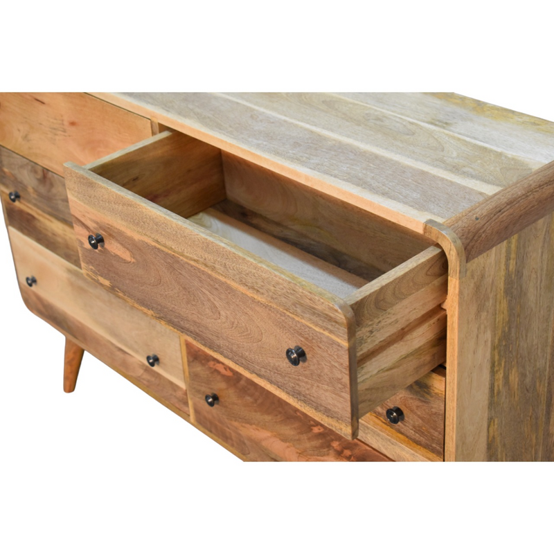 Artisan Furniture Solid Mango Wood Large Curved Oak-ish Chest