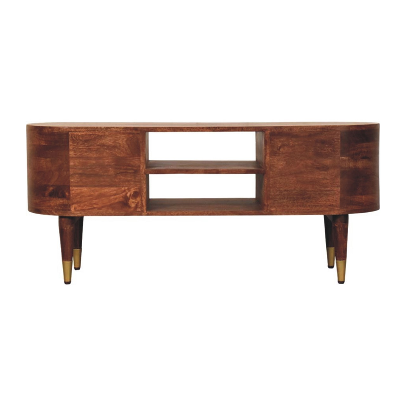 Artisan Furniture Solid Wood Valenza Media Unit, 4 Drawers & 2 Open Slots, Brown