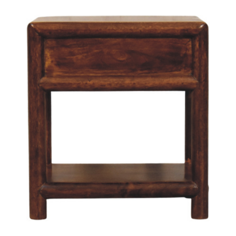 Artisan Furniture Solid Wood Regency Chestnut Nightstand, 1 Drawer, 1 Shelf, Dark Brown