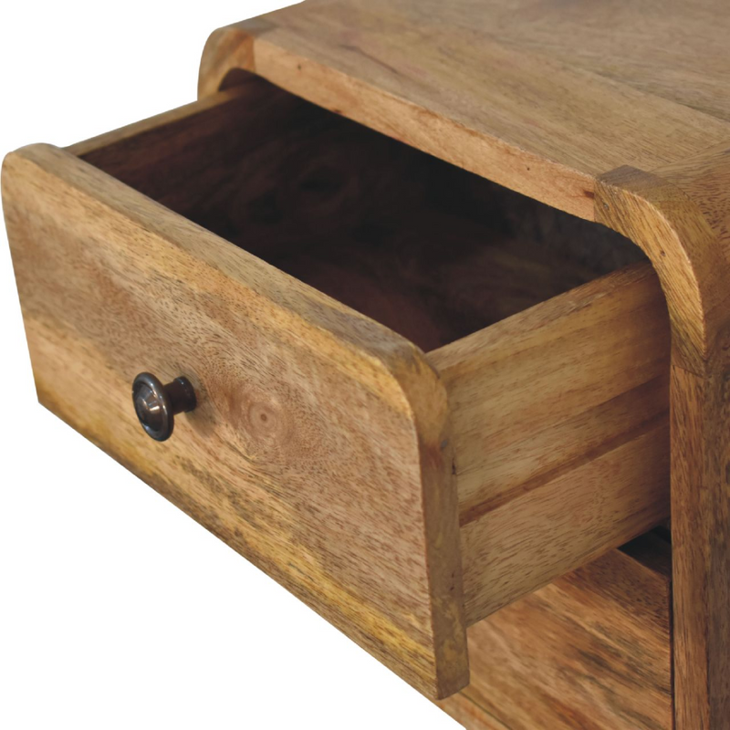 Artisan Furniture Solid Wood Mini Curve Oak-ish Floating Bedside
