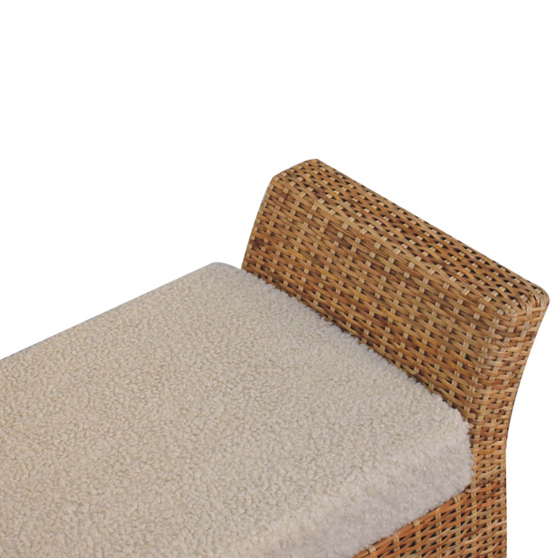 Artisan Furniture Solid Wood Upholstered Riviera Woven Bench, Cream & Beige