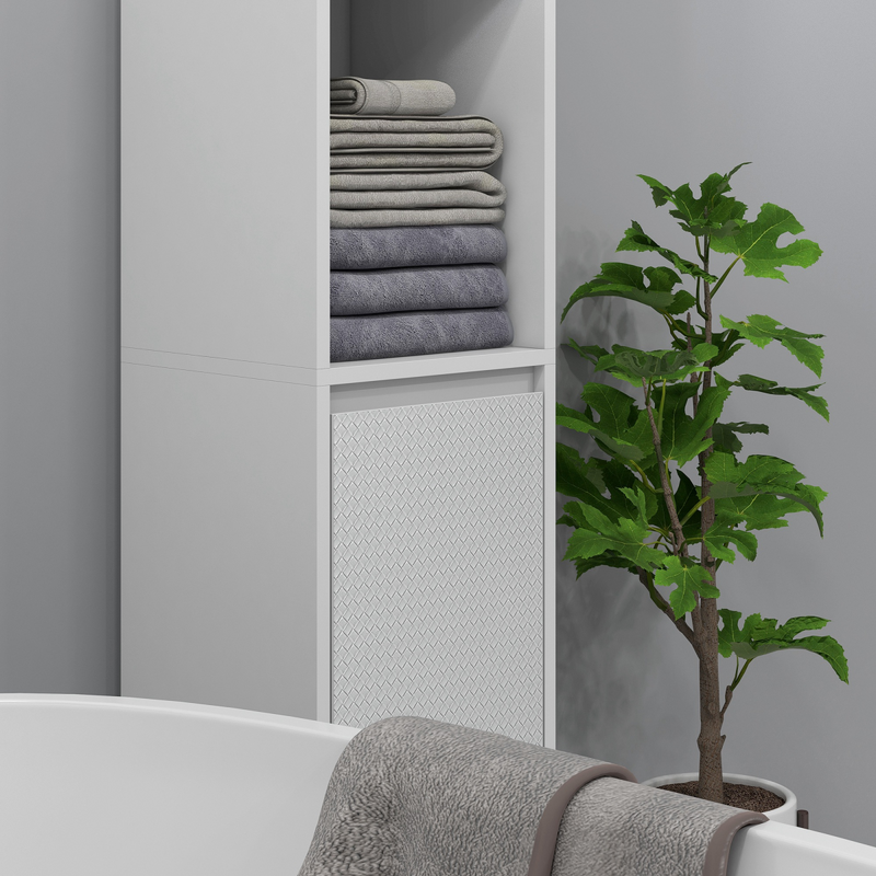 HOMCOM Narrow Bathroom Cabinet, Slim Bathroom Cupboard, White