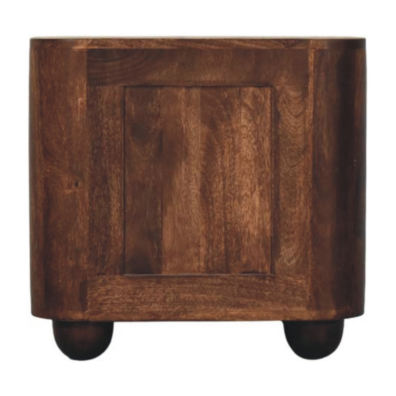 Artisan Furniture Solid Wood Marlowe Fluted Nightstand, 2 Drawers, Dark Brown