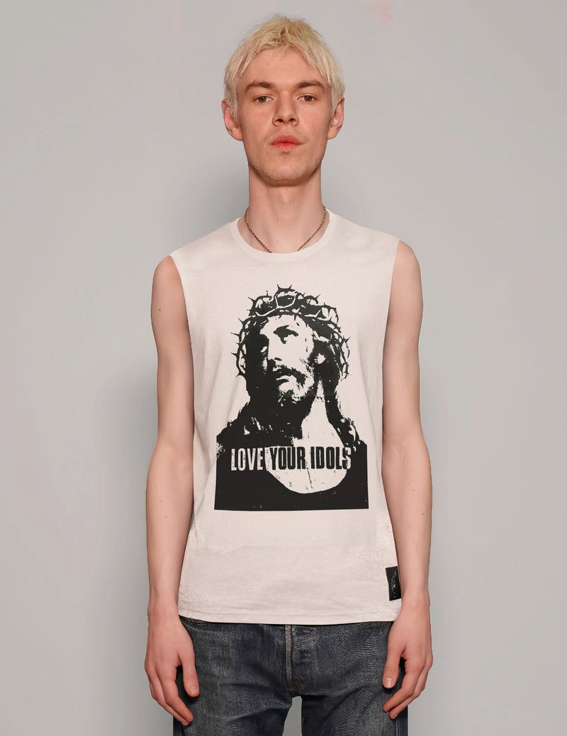 'Love Your Idols' Vest in Ecru