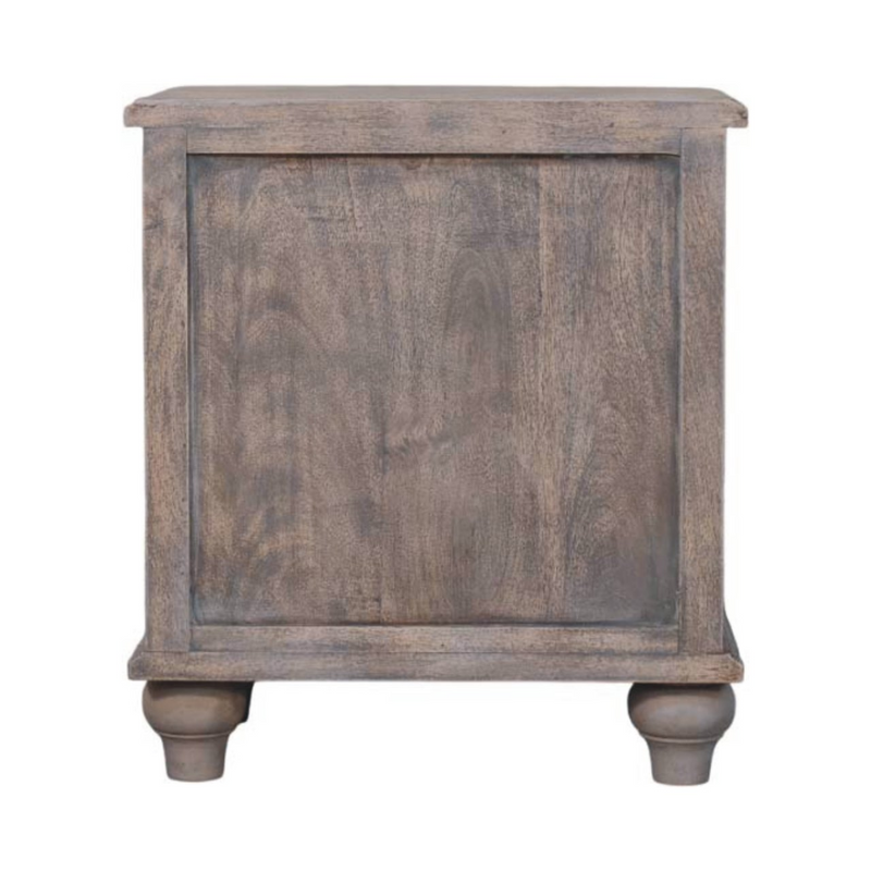 Artisan Furniture Solid Wood Beaumont Curved Nightstand, 3 Drawers, Grey