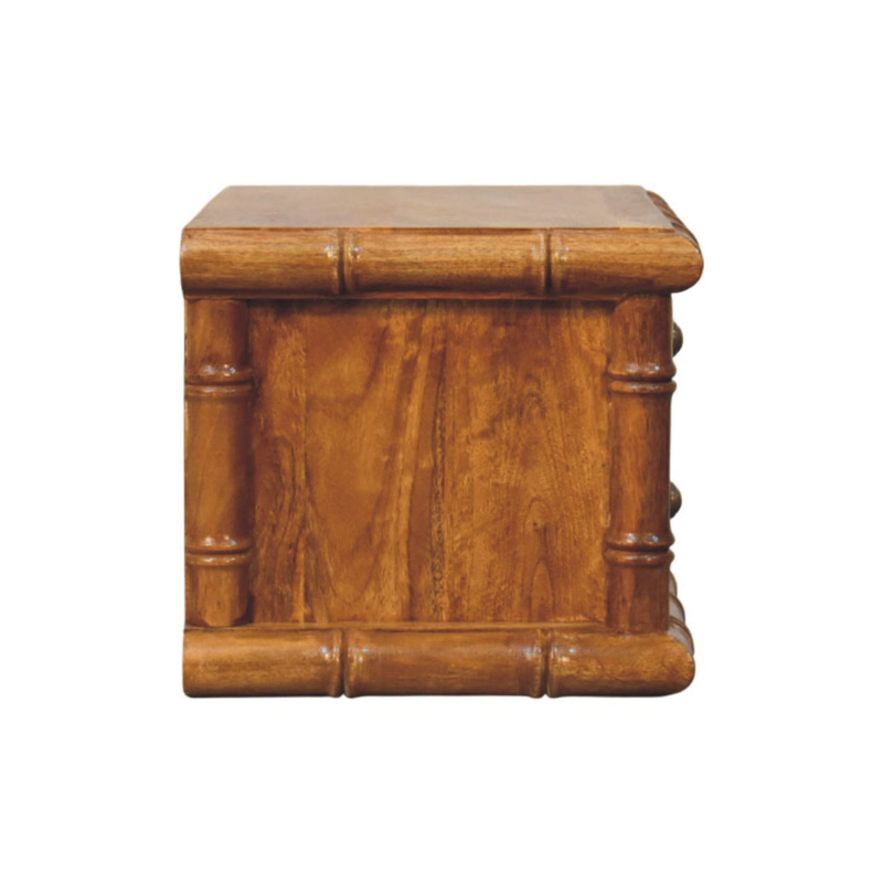 Artisan Furniture Solid Wood Bamboo Bedside in Amber Oak Finish, 2 Drawers, Brown