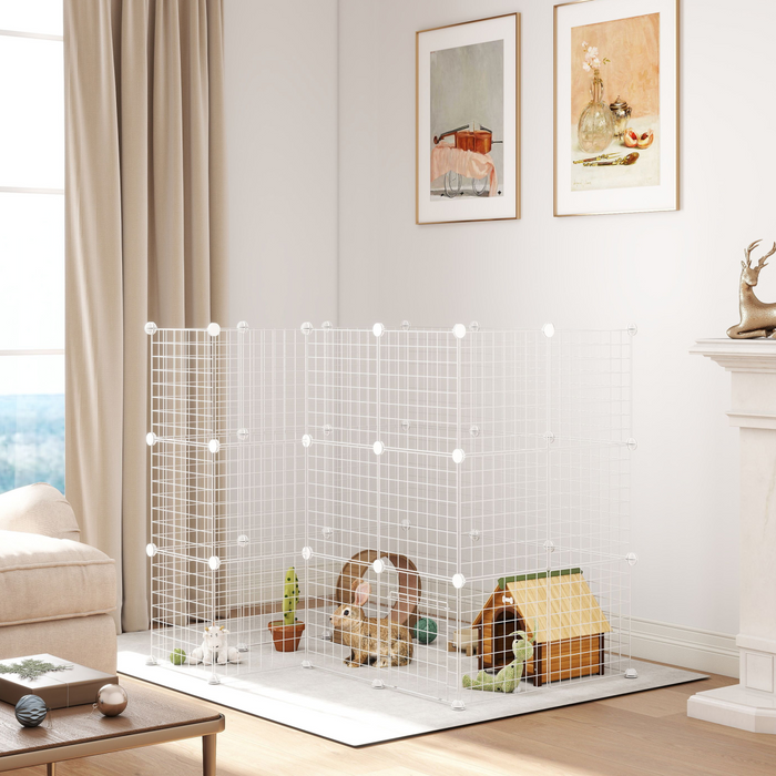 PawHut DIY Pet Playpen 36 Panel for Rabbit Chinchilla Hedgehog, White