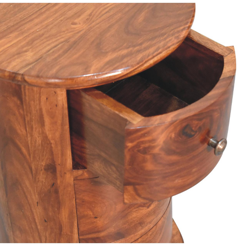 Artisan Furniture Solid Mango Wood 3 Drawer Chestnut Sheesham Drum