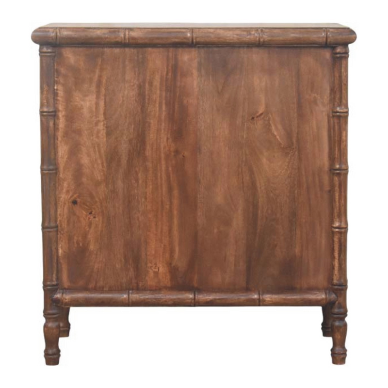 Artisan Furniture Solid Wood Bamboo Carved 3-Drawer Chest, Brown