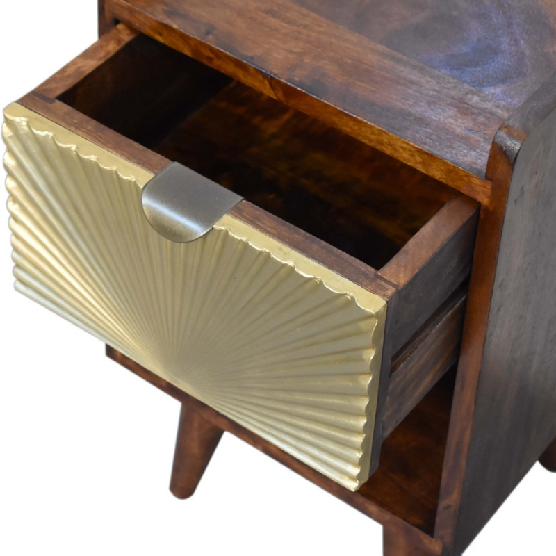 Artisan Furniture Solid Wood Mini Manila Gold 1 Drawer Bedside