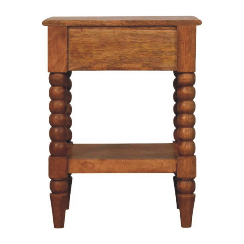 Artisan Furniture Solid Wood Spindle Bedside, 1 Drawer, 1 Shelf, Brown