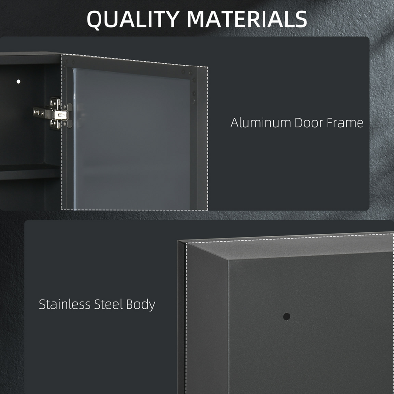 kleankin Wall Mounted Bathroom Cabinet with Mirror and Storage Shelves