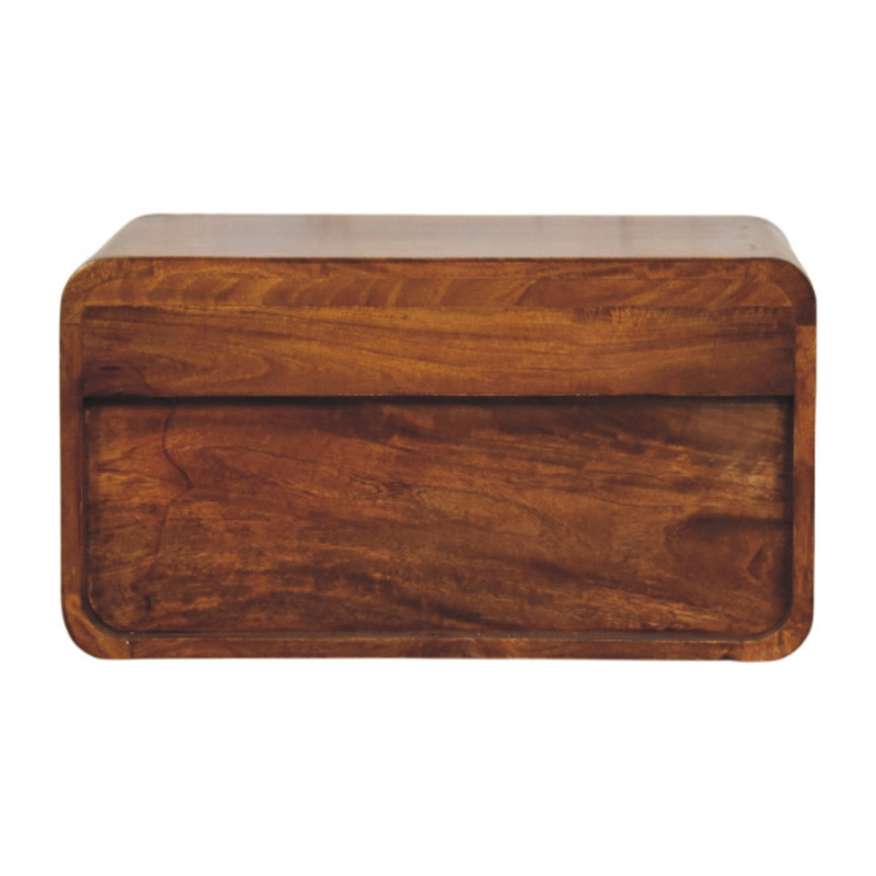 Artisan Furniture Solid Wood Avora Wall-Mounted Chestnut Nightstand, 1 Drawer & 1 Shelf, Brown