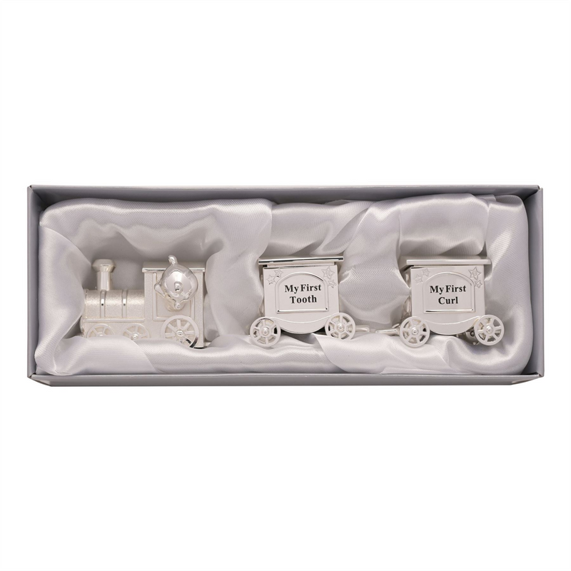 Silverplated First Tooth & Curl Set Train with 2 Carriages