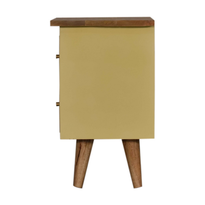Artisan Furniture Solid Wood Yellow Hand Painted Bedside