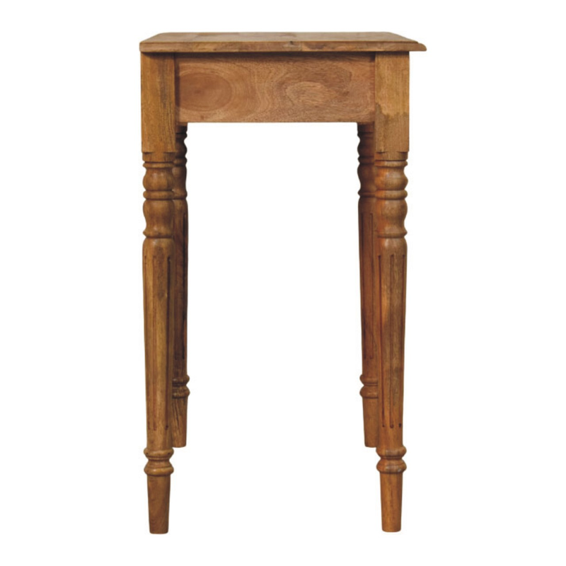Artisan Furniture Solid Wood Oakish Turned Leg Writing Desk, 1 Drawer, Brown