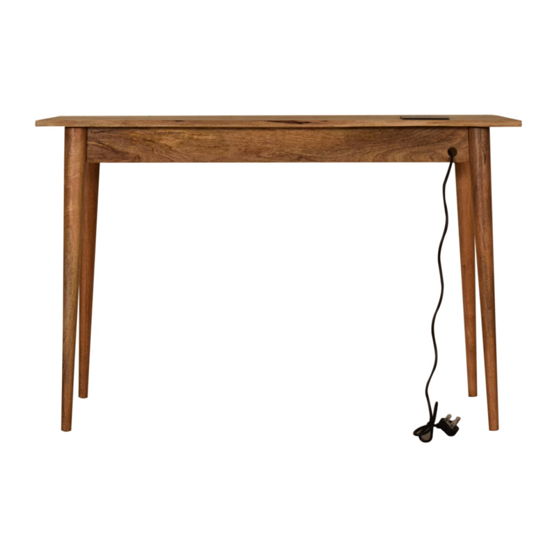 Artisan Furniture Solid Wood 2 Drawer Cable Writing Desk, Light Brown, 2 Drawers