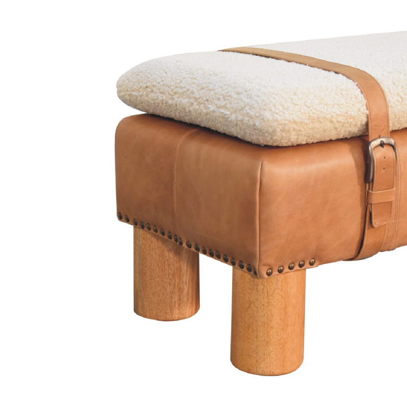 Artisan Furniture Solid Wood Strapped Cyclinder Bench