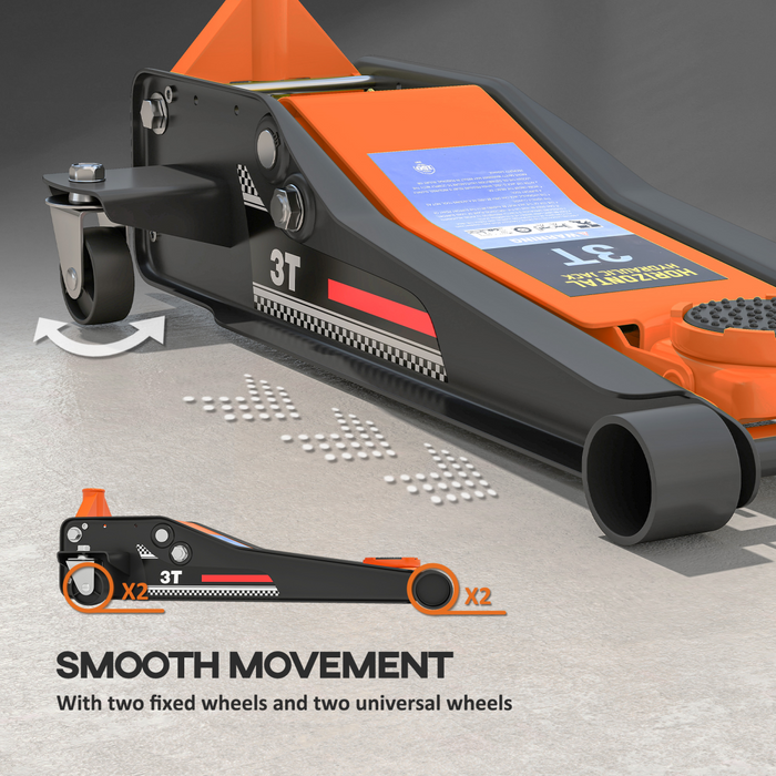 HOMCOM 3 Ton Low Profile Floor Jack, 7.5-50.5 cm Hydraulic Car Trolley Jack