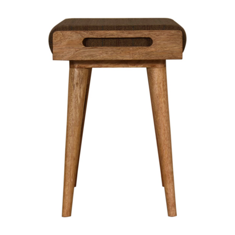 Artisan Furniture Solid Mango Wood Multi Tweed Tray Style Footstool