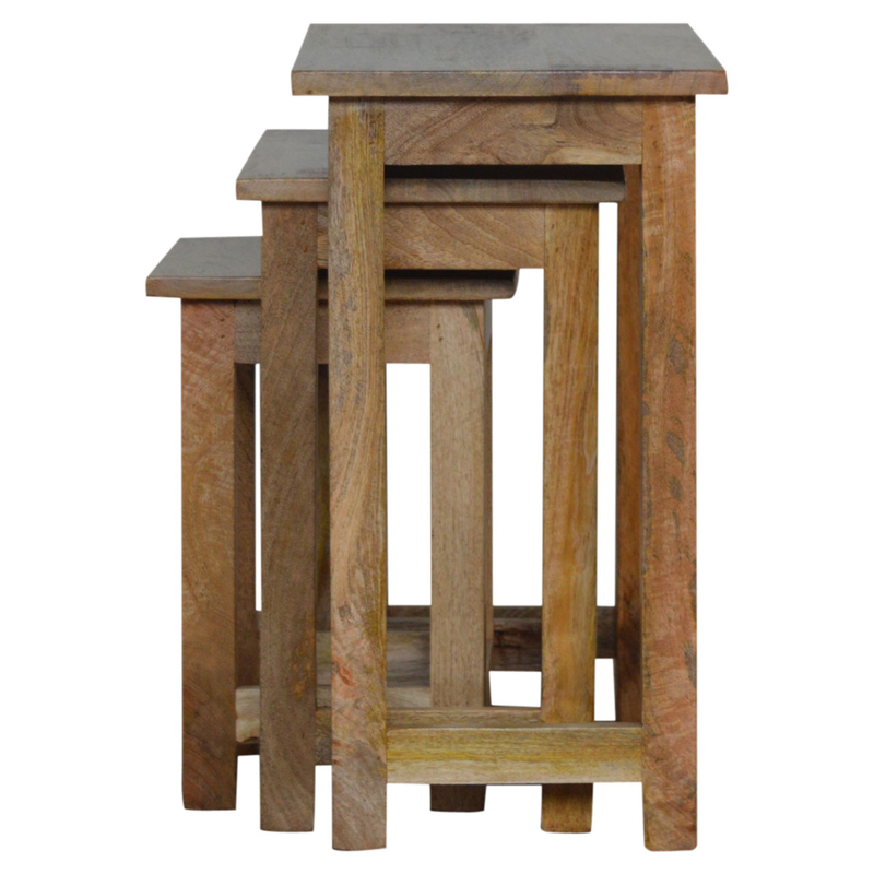 Artisan Furniture Country Solid Wood Stool Set of 3, Beige