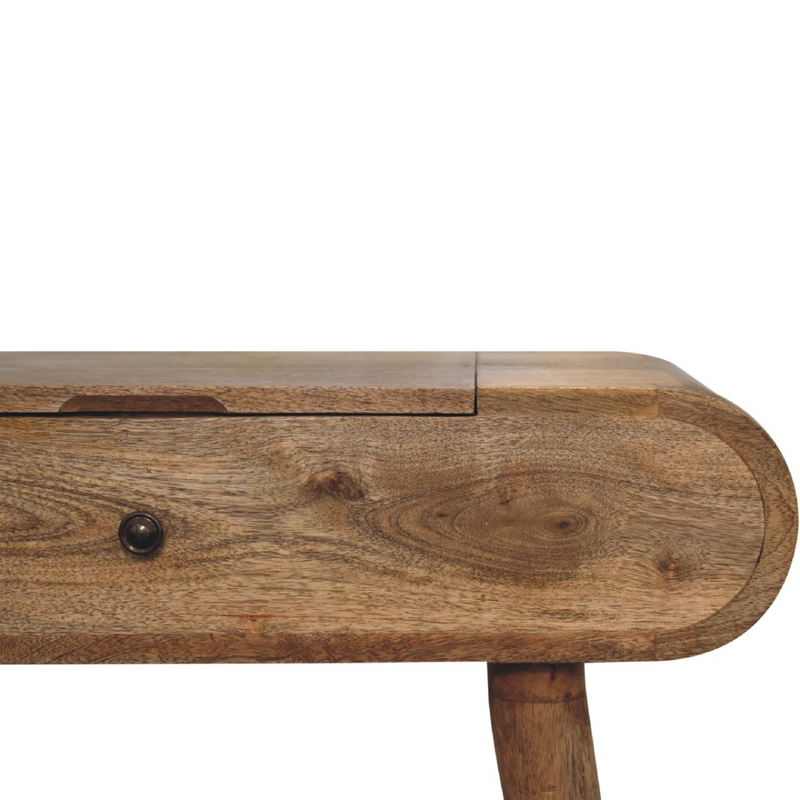 Artisan Furniture Solid Mango Wood Mini Oak-ish Round Dressing Table 79x70x35 cm