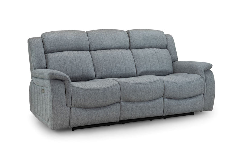 Linden Electric Recliner Sofa: Luxurious Grey 3-Seater, Plush Luxe Fabric Comfort