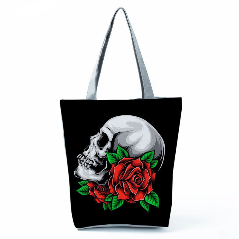 Portable Large Capacity Skull Printed Handbag