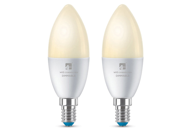 4lite WiZ Connected C37 Candle Dimmable Warm White WiFi LED Smart Bulb - E14 Small Screw